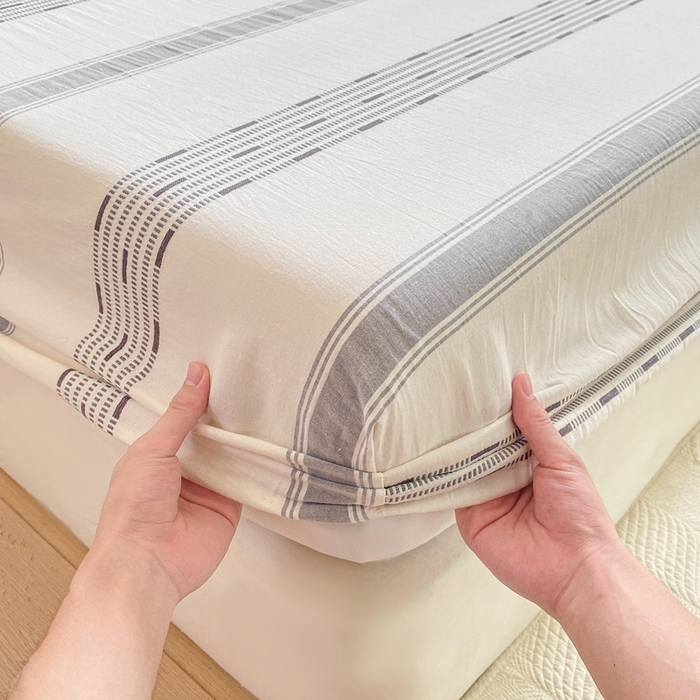 91家纺网 家纺一手货源 找家纺 灰鲸 2025新款全棉纯棉色织提花单床笠 床笠单件 素瑾-灰