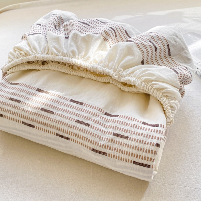 91家纺网 家纺一手货源 找家纺 灰鲸 2025新款全棉纯棉色织提花单床笠 床笠单件 素瑾-咖