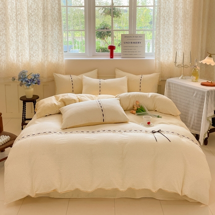 韩后家纺 2025新款木棉印花四件套 塞纳花园-黄