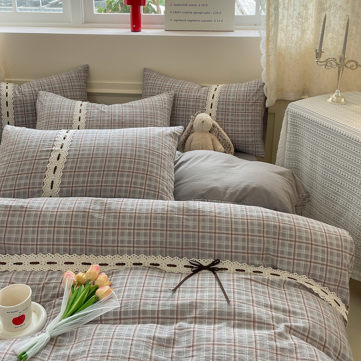 91家纺网 家纺一手货源 找家纺 韩后家纺 2025新款木棉印花四件套 艾格-灰