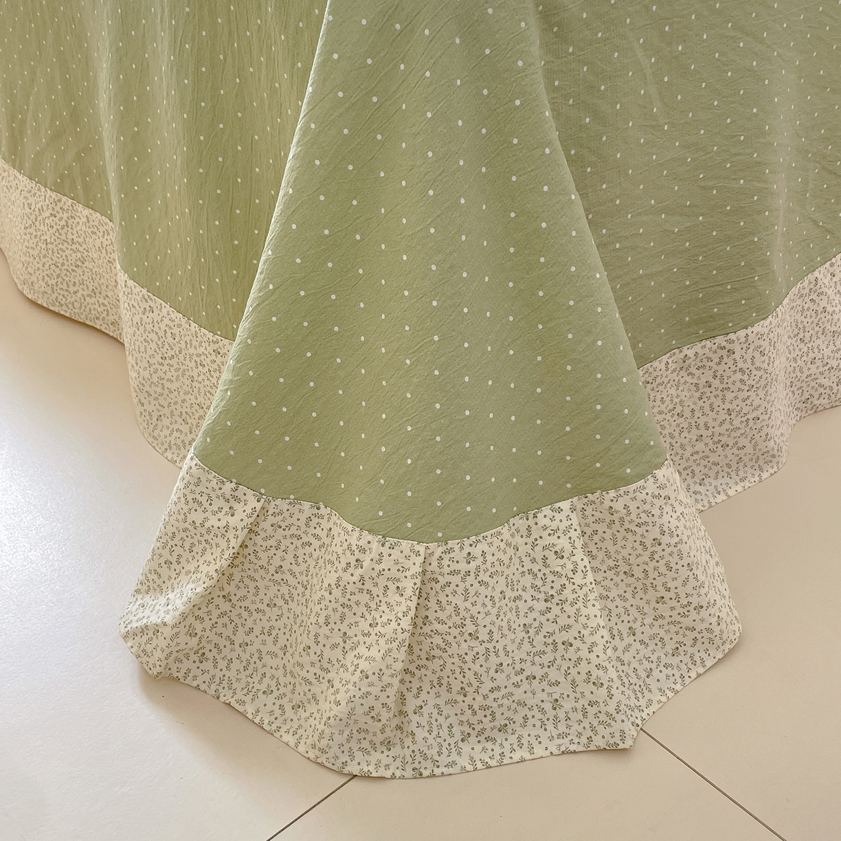 91家纺网 家纺一手货源 找家纺 韩后家纺 2025新款木棉印花四件套 塞纳花园-绿