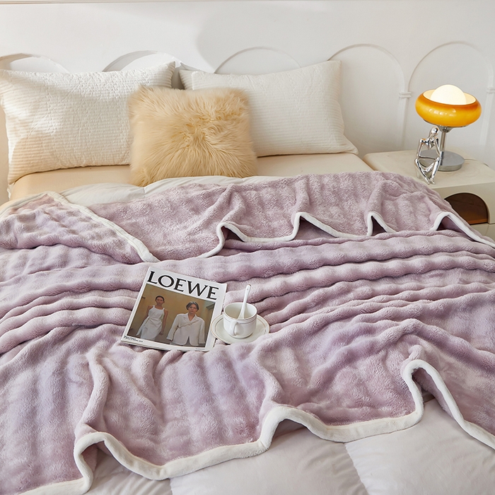 91家纺网 家纺一手货源 找家纺 七里香 2025新款A类跨境外贸托卡斯兔毛绒牛奶绒毛毯泡泡毯多功能盖毯 泡泡毯-紫色