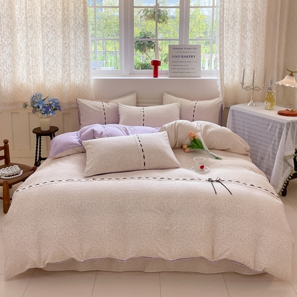 韩后家纺 2025新款木棉印花四件套 塞纳花园-紫