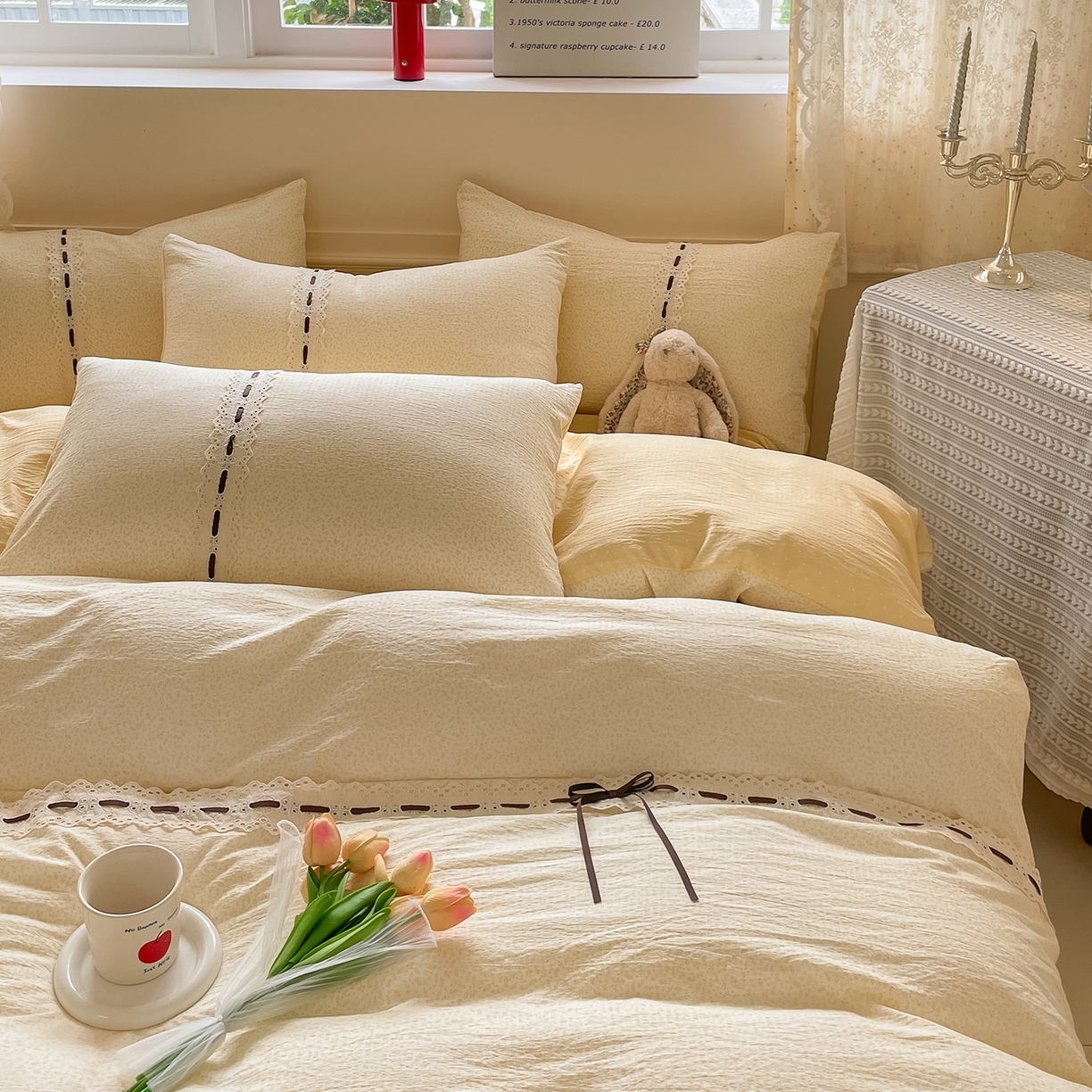 91家纺网 家纺一手货源 找家纺 韩后家纺 2025新款木棉印花四件套 塞纳花园-黄