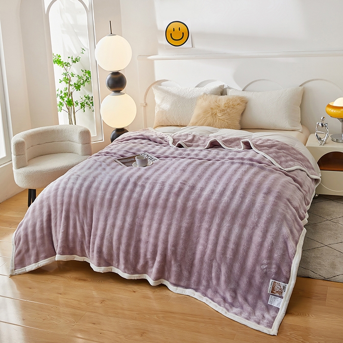 91家纺网 家纺一手货源 找家纺 七里香 2025新款A类跨境外贸托卡斯兔毛绒牛奶绒毛毯泡泡毯多功能盖毯 泡泡毯-紫色