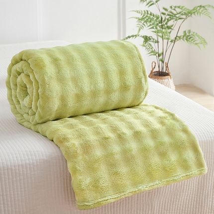 坦客毯业 2025新款托斯卡纳兔毛绒炫彩毛毯泡泡绒牛奶绒毯沙发盖毯跨境专供外贸出口可定制尺寸量大可谈 炫彩果绿