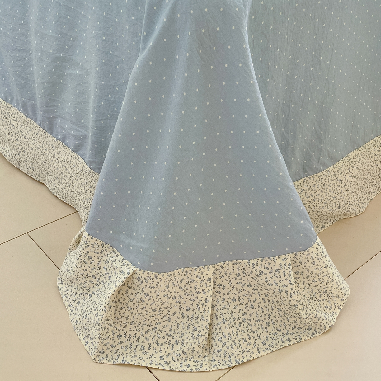 91家纺网 家纺一手货源 找家纺 韩后家纺 2025新款木棉印花四件套 塞纳花园-蓝