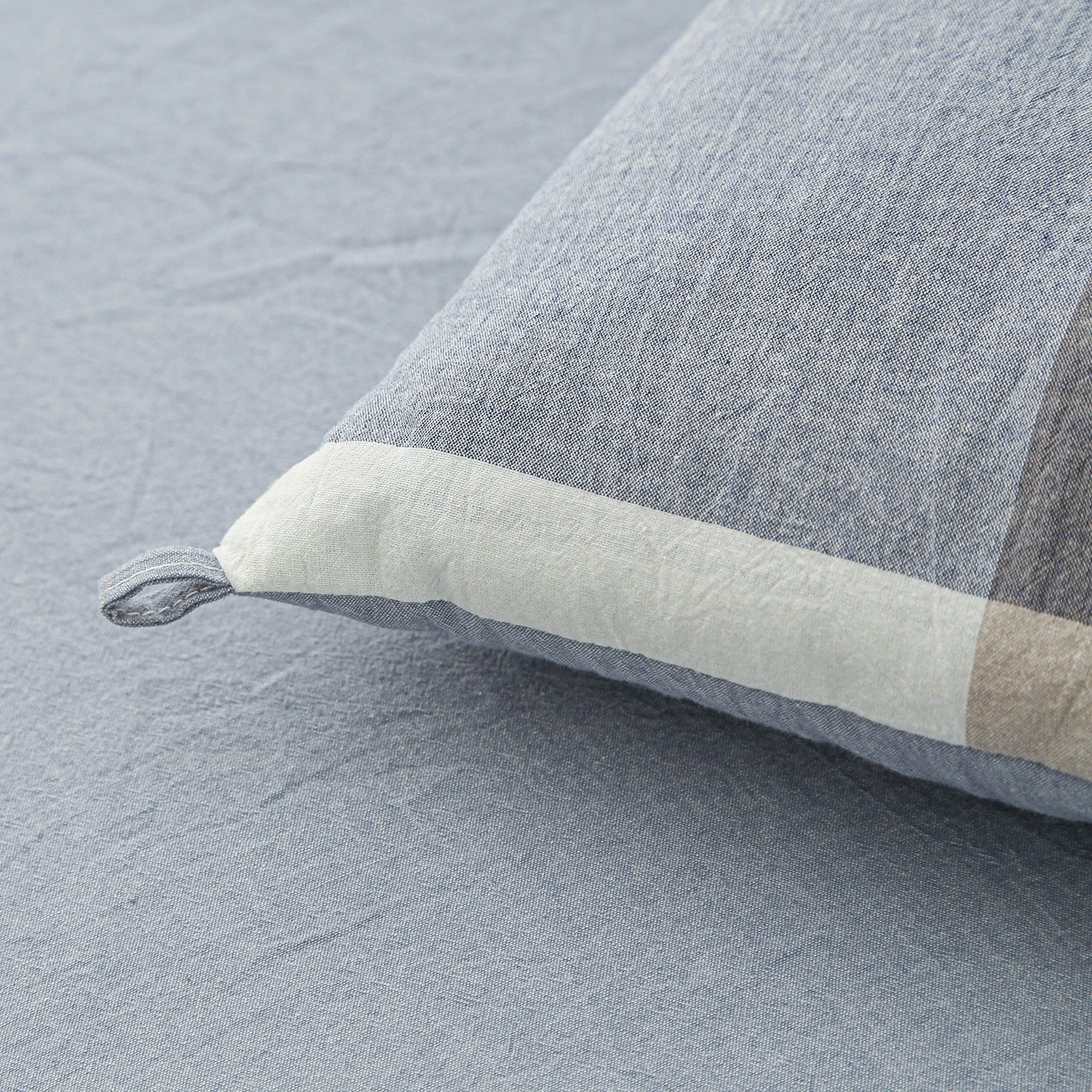 91家纺网 家纺一手货源 找家纺 牛魔王家居 2025新款水洗棉格子冬被春秋被纤维被被子 蓝大格