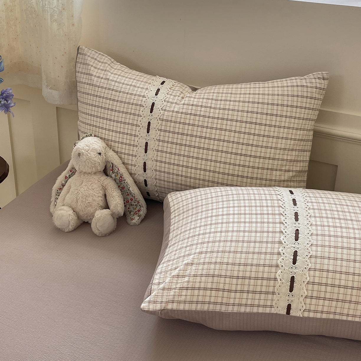 91家纺网 家纺一手货源 找家纺 韩后家纺 2025新款木棉印花四件套 艾格-咖