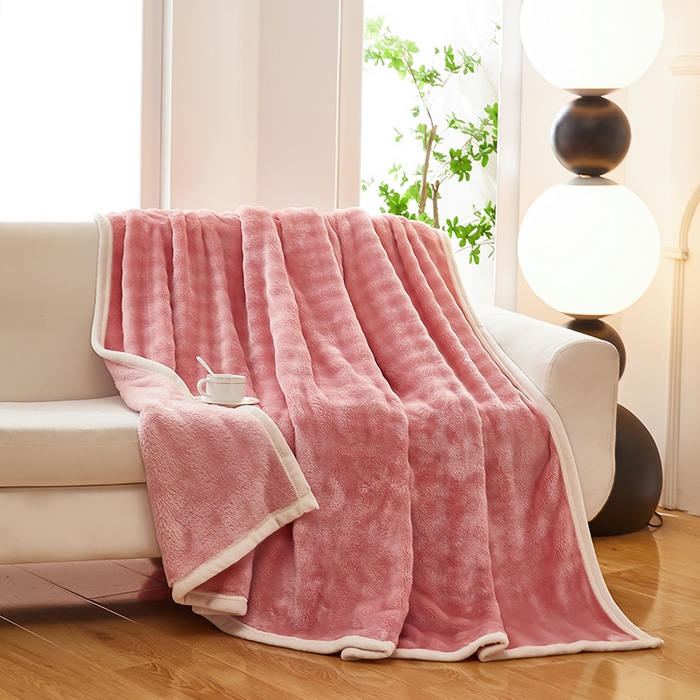 91家纺网 家纺一手货源 找家纺 七里香 2025新款A类跨境外贸托卡斯兔毛绒牛奶绒毛毯泡泡毯多功能盖毯 泡泡毯-粉红