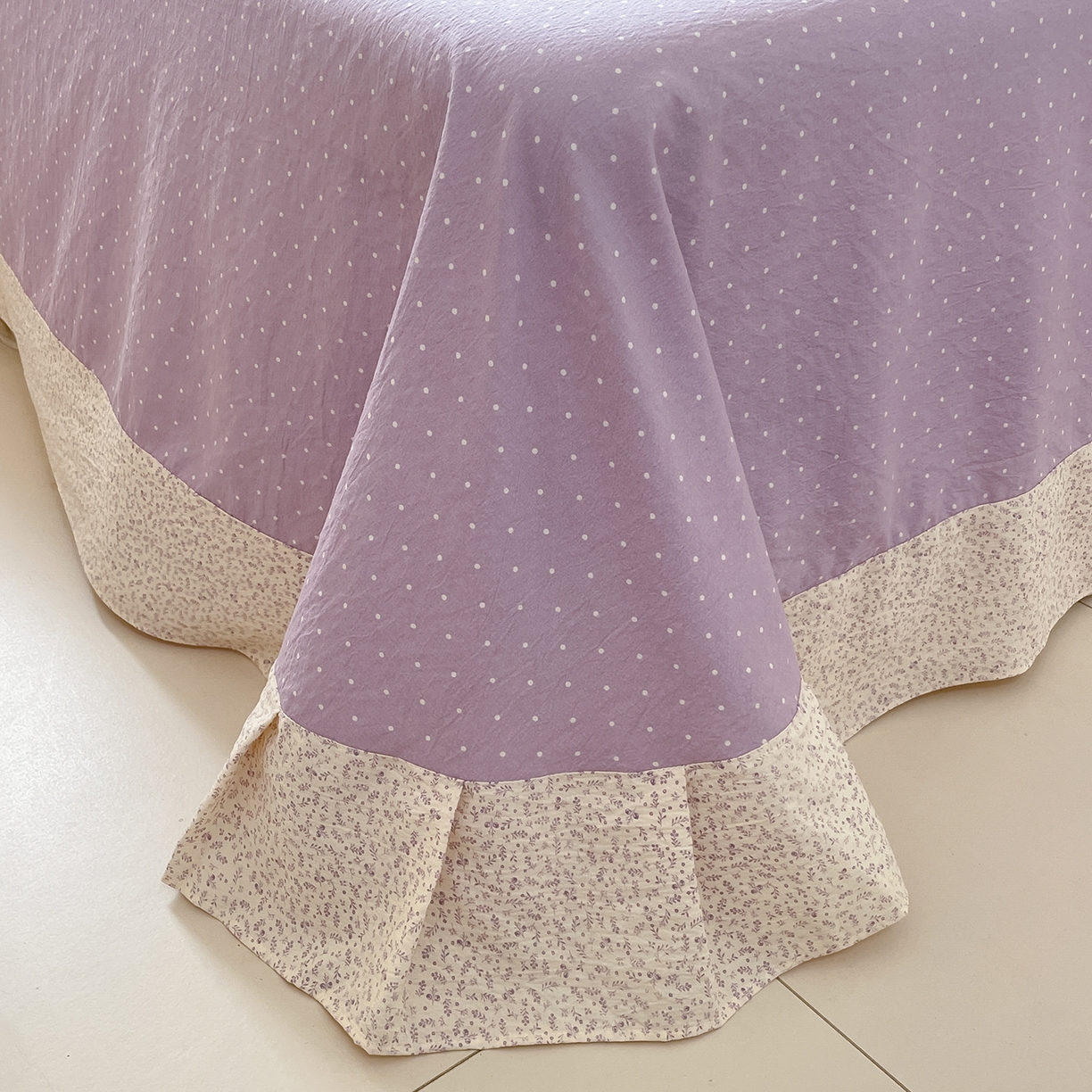 91家纺网 家纺一手货源 找家纺 韩后家纺 2025新款木棉印花四件套 塞纳花园-紫