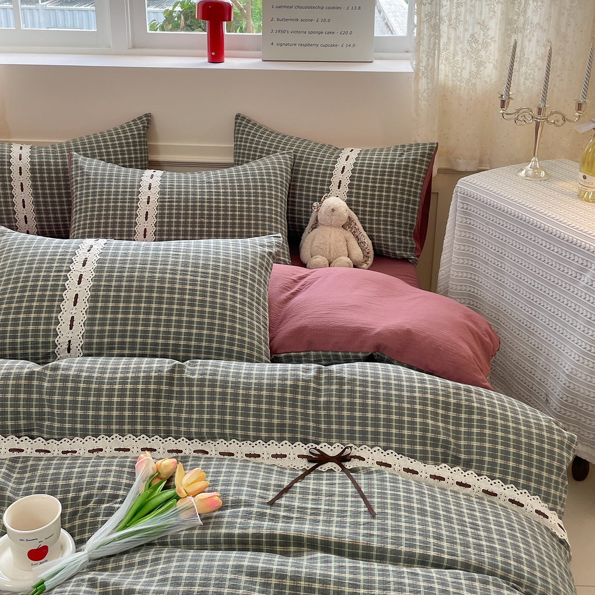 91家纺网 家纺一手货源 找家纺 韩后家纺 2025新款木棉印花四件套 艾格-绿