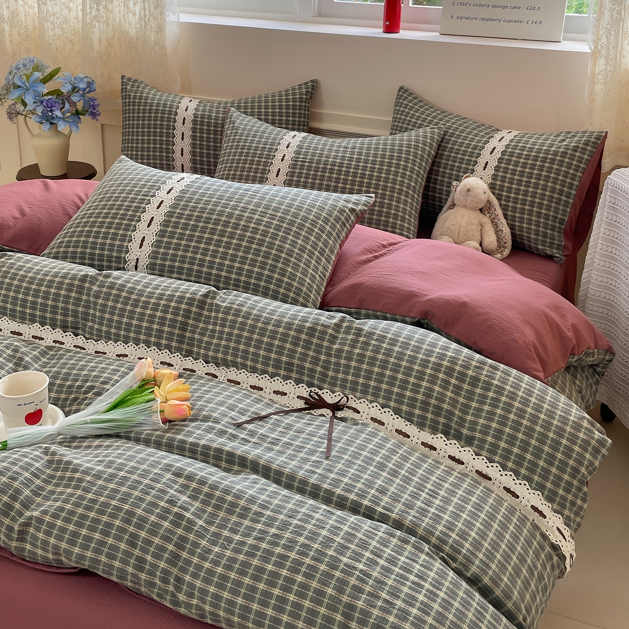 91家纺网 家纺一手货源 找家纺 韩后家纺 2025新款木棉印花四件套 艾格-绿