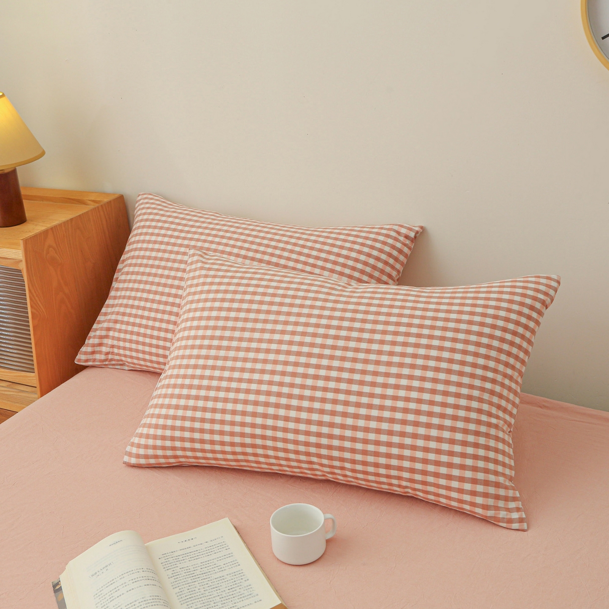 91家纺网 家纺一手货源 找家纺 牛魔王家居 2025新款水洗棉格子冬被春秋被纤维被被子 粉小格