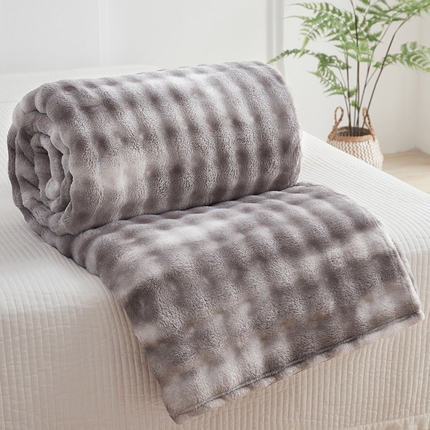 肖恩毯业 2025新款托斯卡纳兔毛绒炫彩毛毯泡泡绒牛奶绒毯沙发盖毯跨境专供外贸出口可定制尺寸量大可谈 炫彩深灰