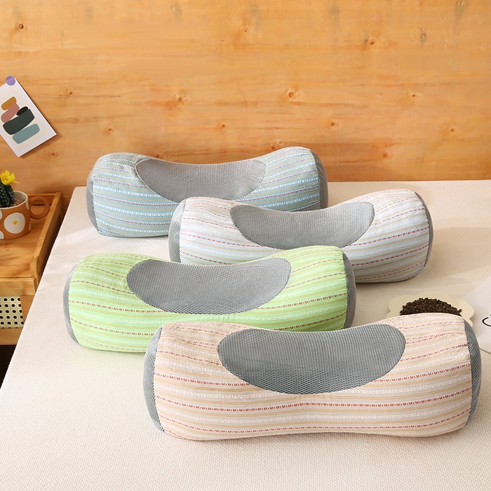 91家纺网 家纺一手货源 找家纺 （总）金牛枕芯 2025新款全棉3d条纹荞麦枕头枕芯圆柱护颈枕