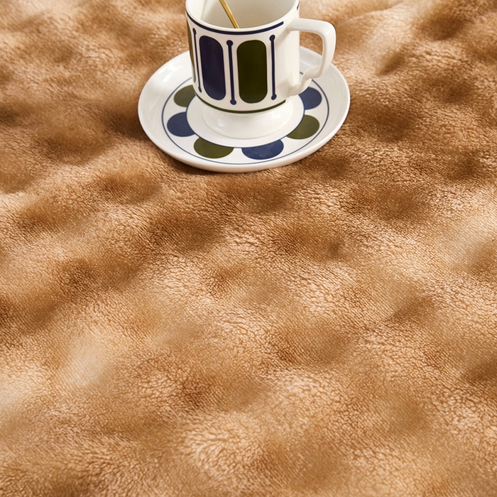 91家纺网 家纺一手货源 找家纺 肖恩毯业 2025新款托斯卡纳兔毛绒炫彩毛毯泡泡绒牛奶绒毯沙发盖毯跨境专供外贸出口可定制尺寸量大可谈 炫彩深咖