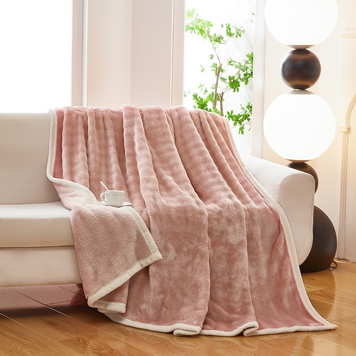 91家纺网 家纺一手货源 找家纺 七里香 2025新款A类跨境外贸托卡斯兔毛绒牛奶绒毛毯泡泡毯多功能盖毯 泡泡毯-粉玉
