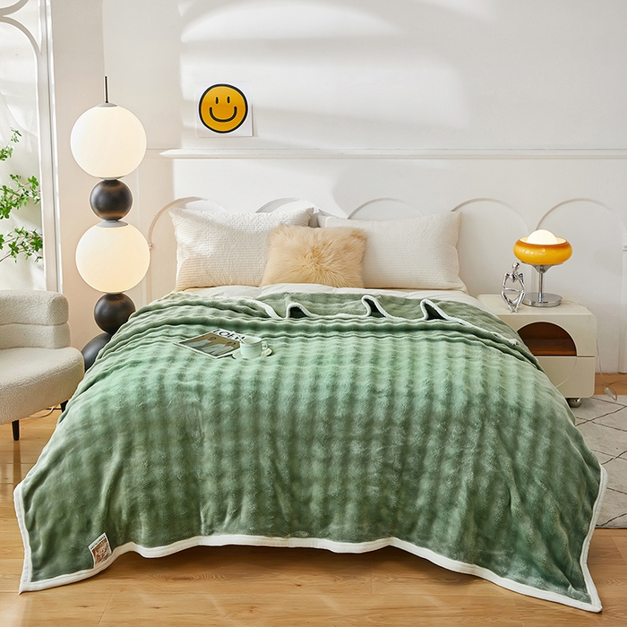 91家纺网 家纺一手货源 找家纺 七里香 2025新款A类跨境外贸托卡斯兔毛绒牛奶绒毛毯泡泡毯多功能盖毯 泡泡毯-果绿