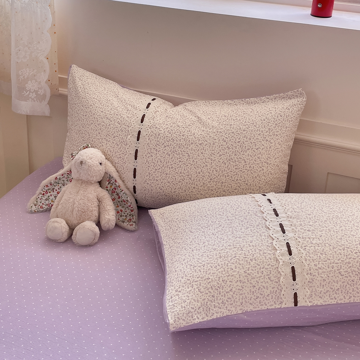 91家纺网 家纺一手货源 找家纺 韩后家纺 2025新款木棉印花四件套 塞纳花园-紫