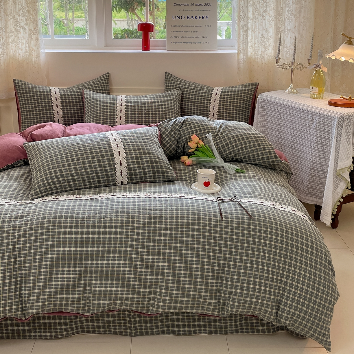 91家纺网 家纺一手货源 找家纺 韩后家纺 2025新款木棉印花四件套 艾格-绿