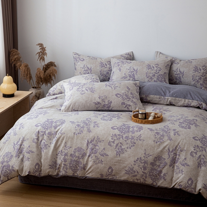 91家纺网 家纺一手货源 找家纺 （总）芯贝儿 2025秋冬新品加厚原麻复古风亚麻皱皱双层纱水洗m四件套