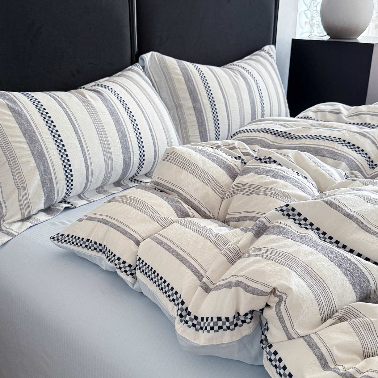 眠博士 2025新款A类立体穿线提花纯棉四件套 提花股线套件-未来 蓝