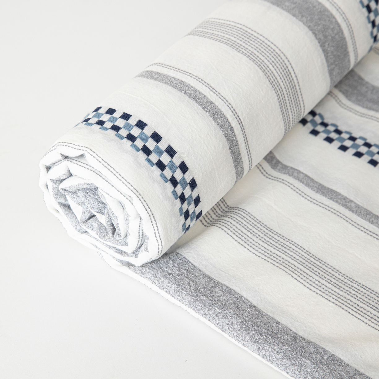 91家纺网 家纺一手货源 找家纺 眠博士 2025新款A类立体穿线提花纯棉单床单 提花股线床单-未来 蓝