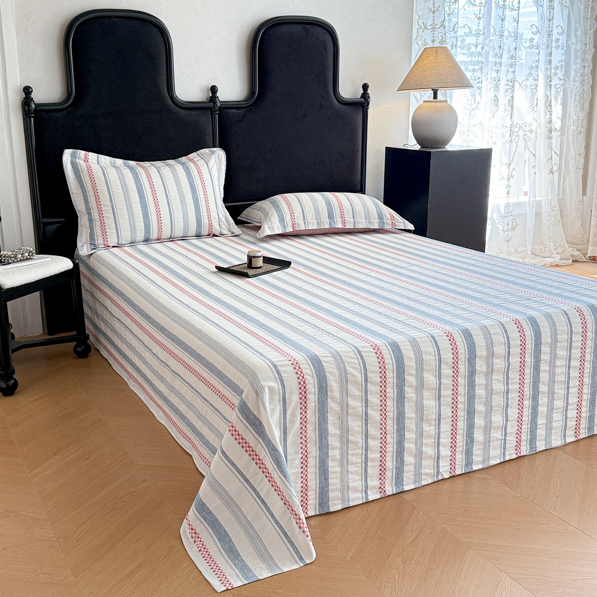 91家纺网 家纺一手货源 找家纺 眠博士 2025新款A类立体穿线提花纯棉单床单 提花股线床单-未来 粉