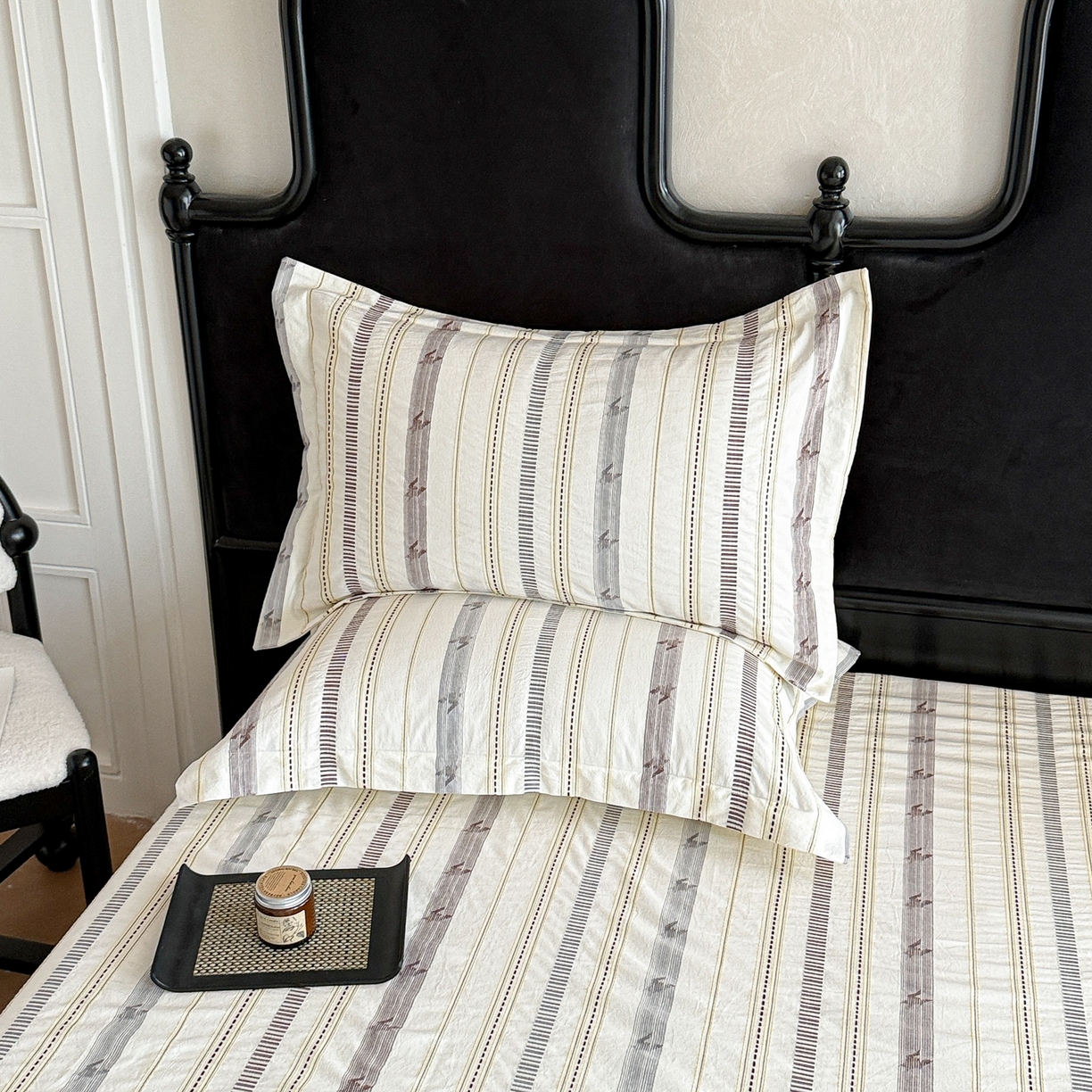 91家纺网 家纺一手货源 找家纺 眠博士 2025新款A类立体穿线提花纯棉单床单 提花股线床单-素简 米