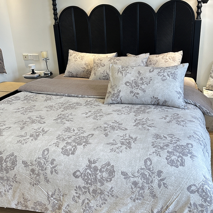 美丽坊 2025新款仿棉麻亚麻质感复古原麻四件套（配同花色布袋五件套） 花田里