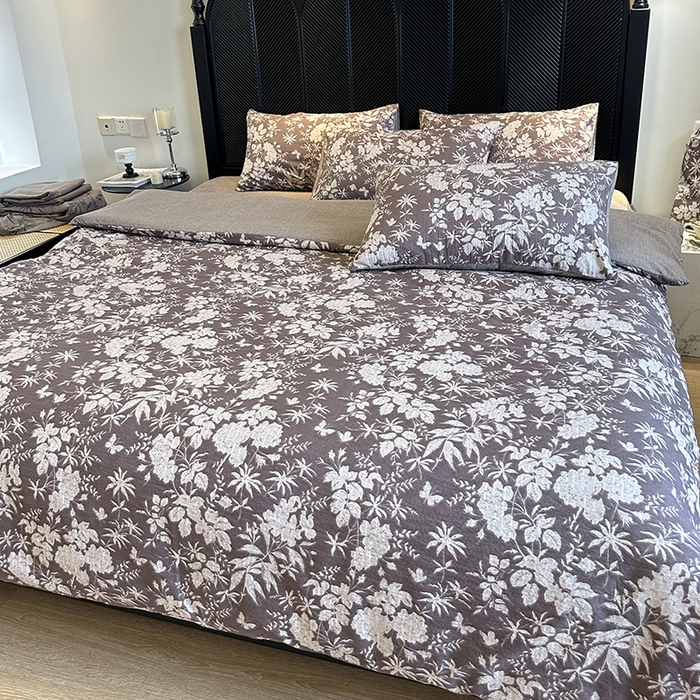 美丽坊 2025新款仿棉麻亚麻质感复古原麻四件套（配同花色布袋五件套） 山野