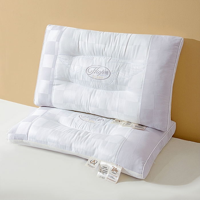 91家纺网 家纺一手货源 找家纺 鼎晟纺 2025新款针织大豆纤维舒眠立体枕学生枕头成人枕芯单枕芯 针织大豆舒眠枕-白灰