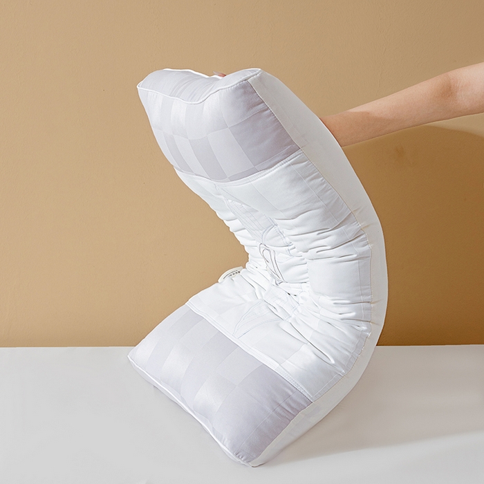 91家纺网 家纺一手货源 找家纺 鼎晟纺 2025新款针织大豆纤维舒眠立体枕学生枕头成人枕芯单枕芯 针织大豆舒眠枕-白灰