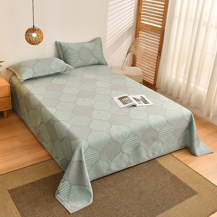 91家纺网 家纺一手货源 找家纺 梦洋家纺 2025新款全棉四层纱多能盖毯毛巾被空调夏被床盖款盖毯 色彩斑斓-绿色