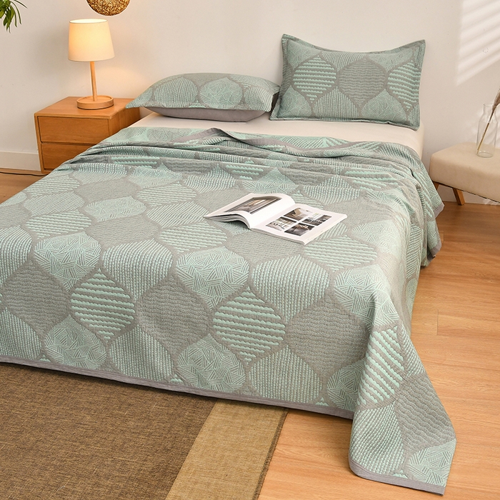 91家纺网 家纺一手货源 找家纺 梦洋家纺 2025新款全棉四层纱多能盖毯毛巾被空调夏被床盖款盖毯 色彩斑斓-绿色