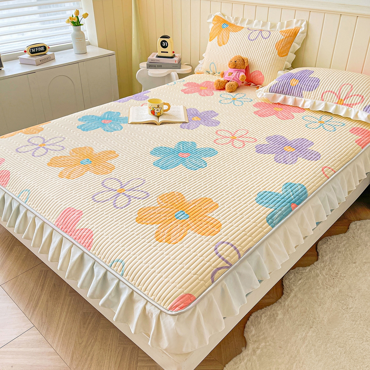 91家纺网 家纺一手货源 找家纺 伊人坊2025新款A类唯美纯棉印花夹棉床笠 纯棉+花花世界