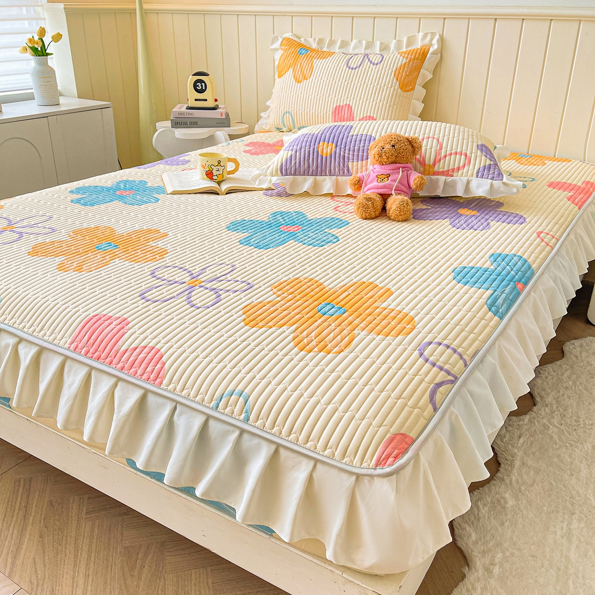 91家纺网 家纺一手货源 找家纺 伊人坊2025新款A类唯美纯棉印花夹棉床笠 纯棉+花花世界