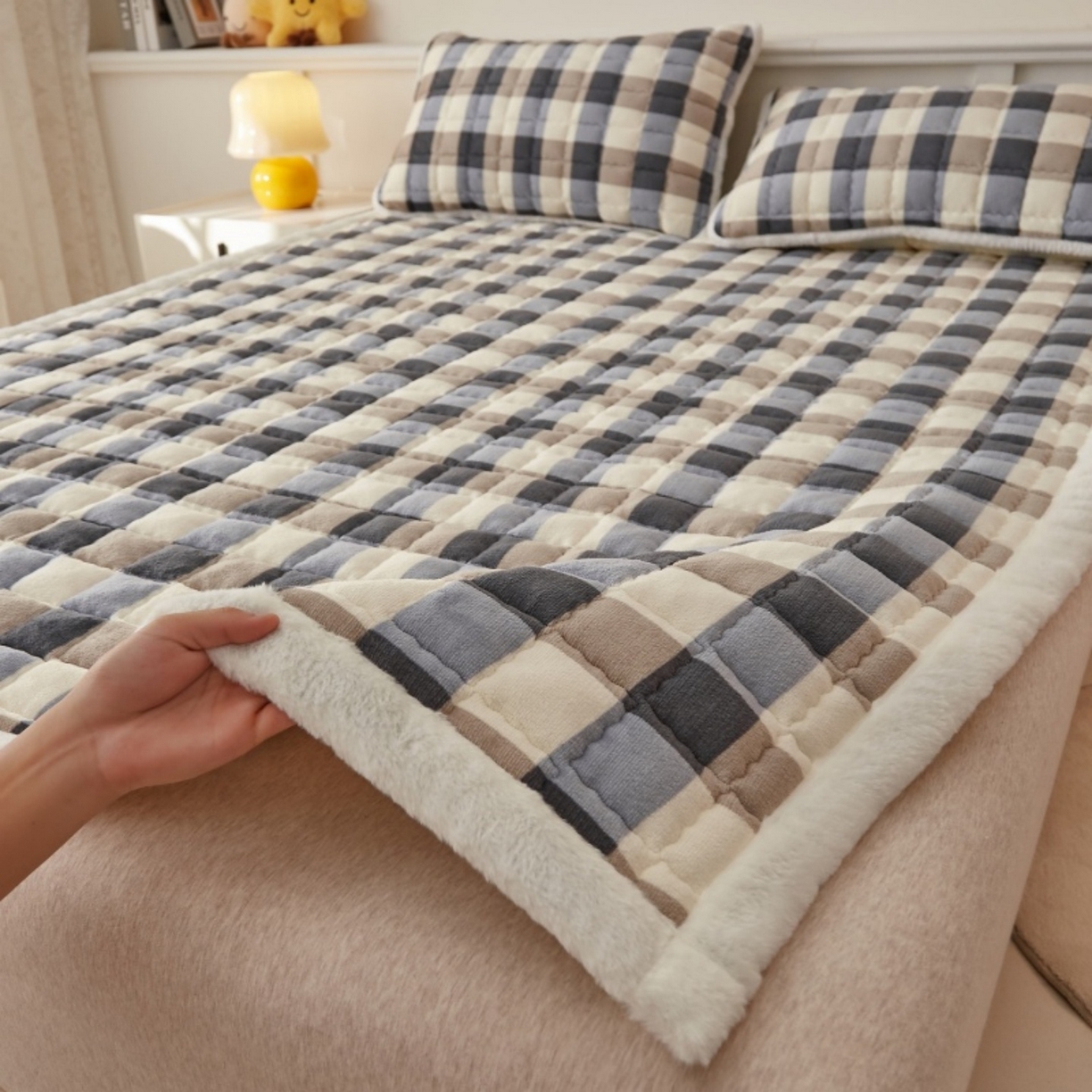 91家纺网 家纺一手货源 找家纺 （总）东宇床垫 2025新款A类牛奶绒印花直角防滑床垫床褥三件套-成人款