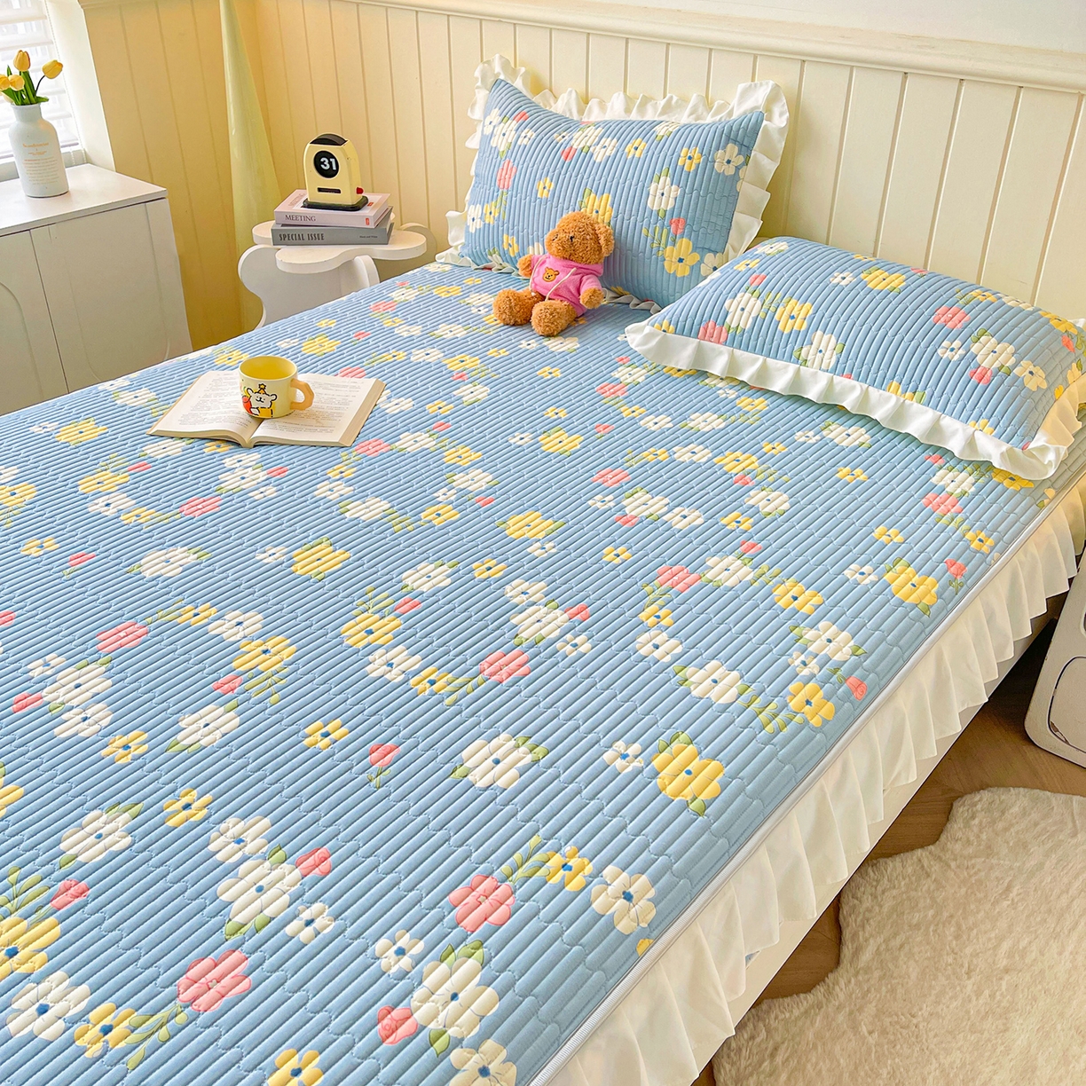 91家纺网 家纺一手货源 找家纺 伊人坊2025新款A类唯美纯棉印花夹棉床笠 纯棉+梦中花语