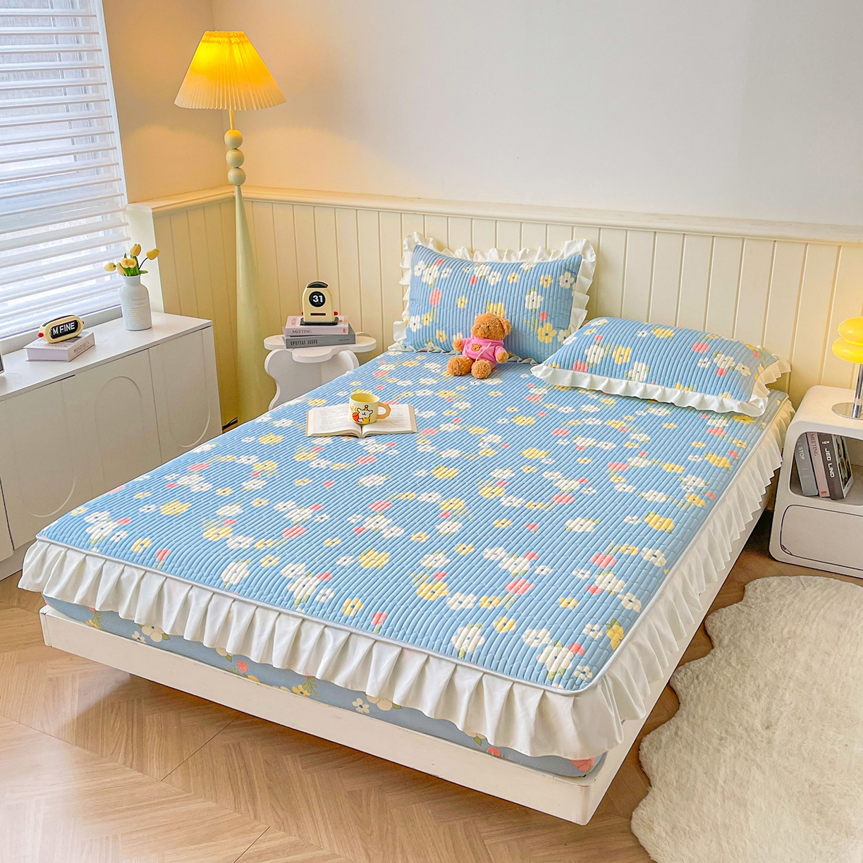 91家纺网 家纺一手货源 找家纺 伊人坊2025新款A类唯美纯棉印花夹棉床笠 纯棉+梦中花语