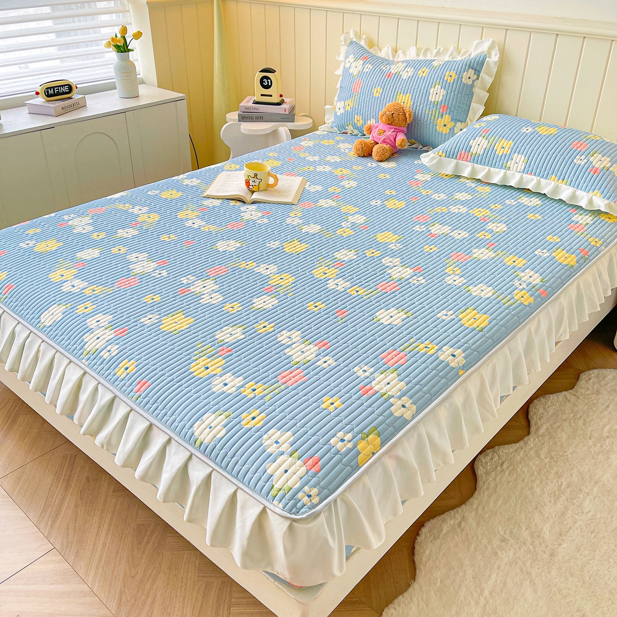 91家纺网 家纺一手货源 找家纺 伊人坊2025新款A类唯美纯棉印花夹棉床笠 纯棉+梦中花语