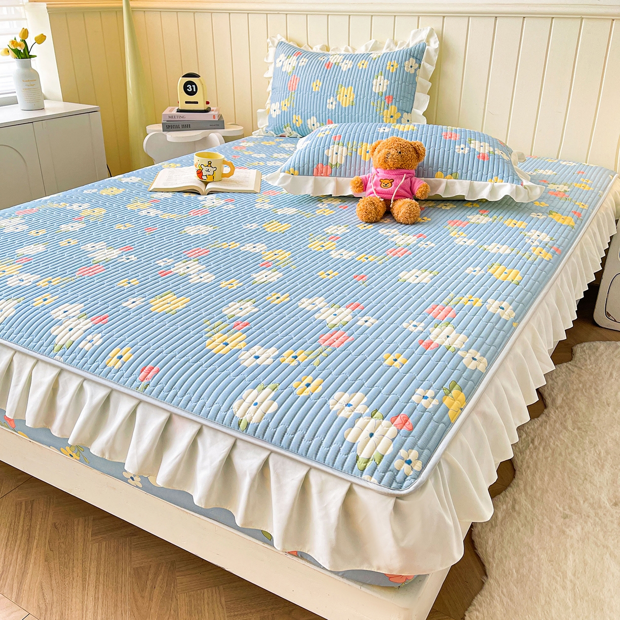 91家纺网 家纺一手货源 找家纺 伊人坊2025新款A类唯美纯棉印花夹棉床笠 纯棉+梦中花语