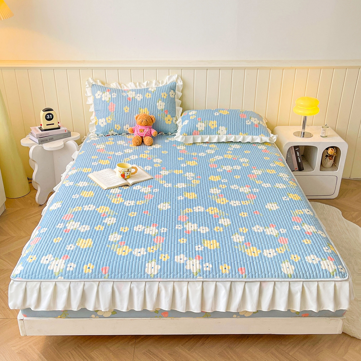 91家纺网 家纺一手货源 找家纺 伊人坊2025新款A类唯美纯棉印花夹棉床笠 纯棉+梦中花语