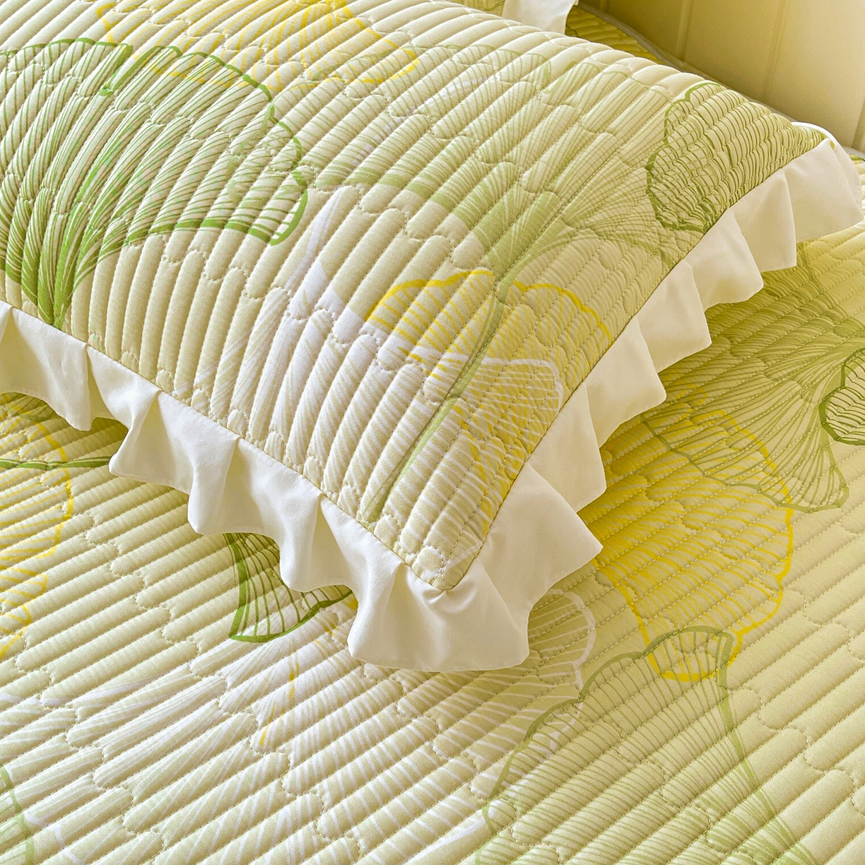 91家纺网 家纺一手货源 找家纺 伊人坊2025新款A类唯美纯棉印花夹棉床笠 纯棉+叶彩