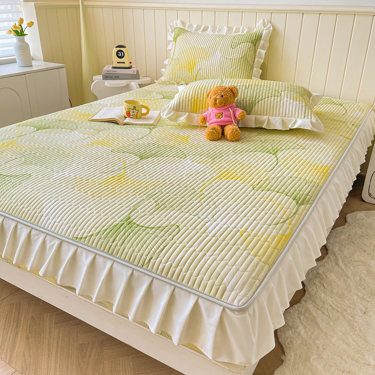 91家纺网 家纺一手货源 找家纺 伊人坊2025新款A类唯美纯棉印花夹棉床笠 纯棉+叶彩