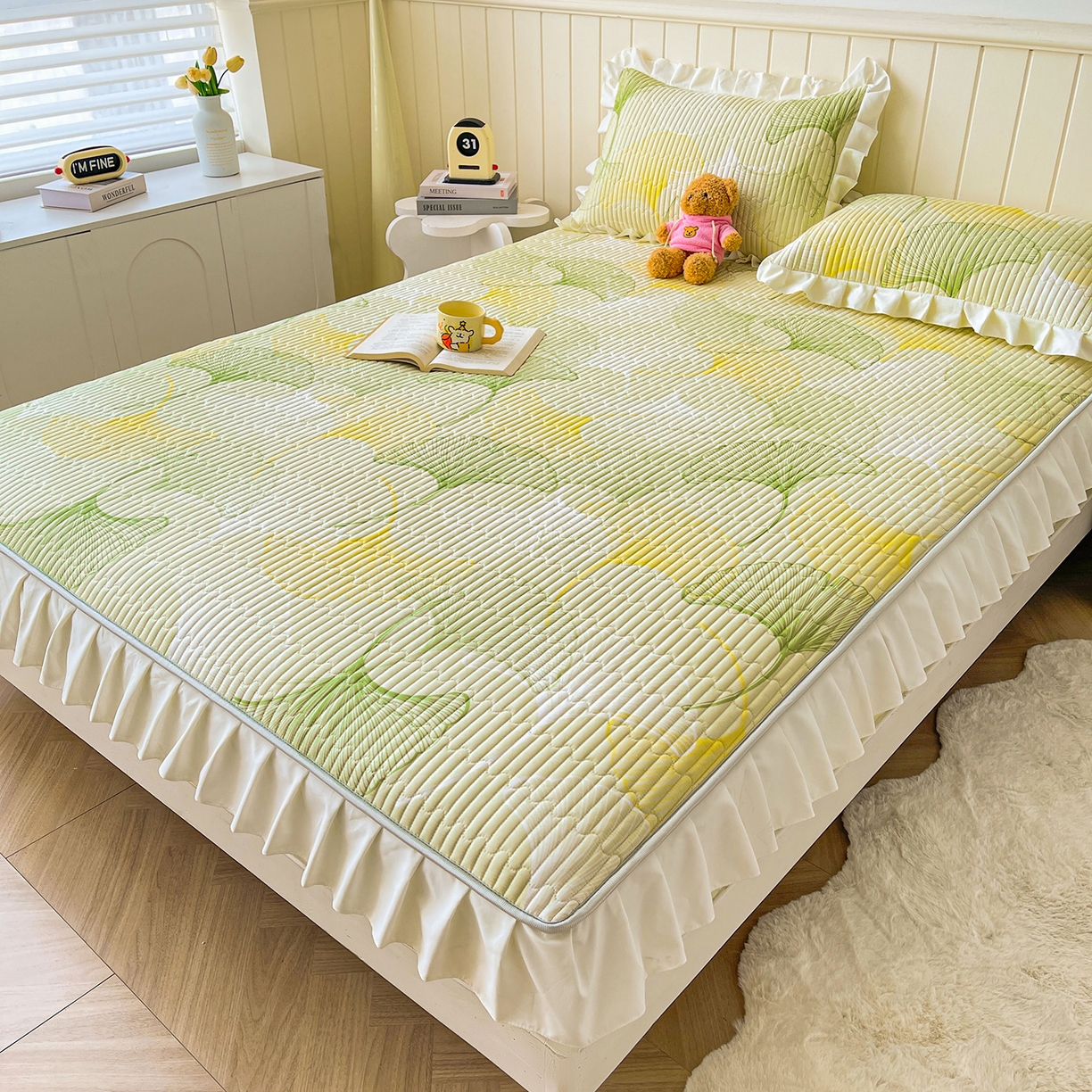 91家纺网 家纺一手货源 找家纺 伊人坊2025新款A类唯美纯棉印花夹棉床笠 纯棉+叶彩