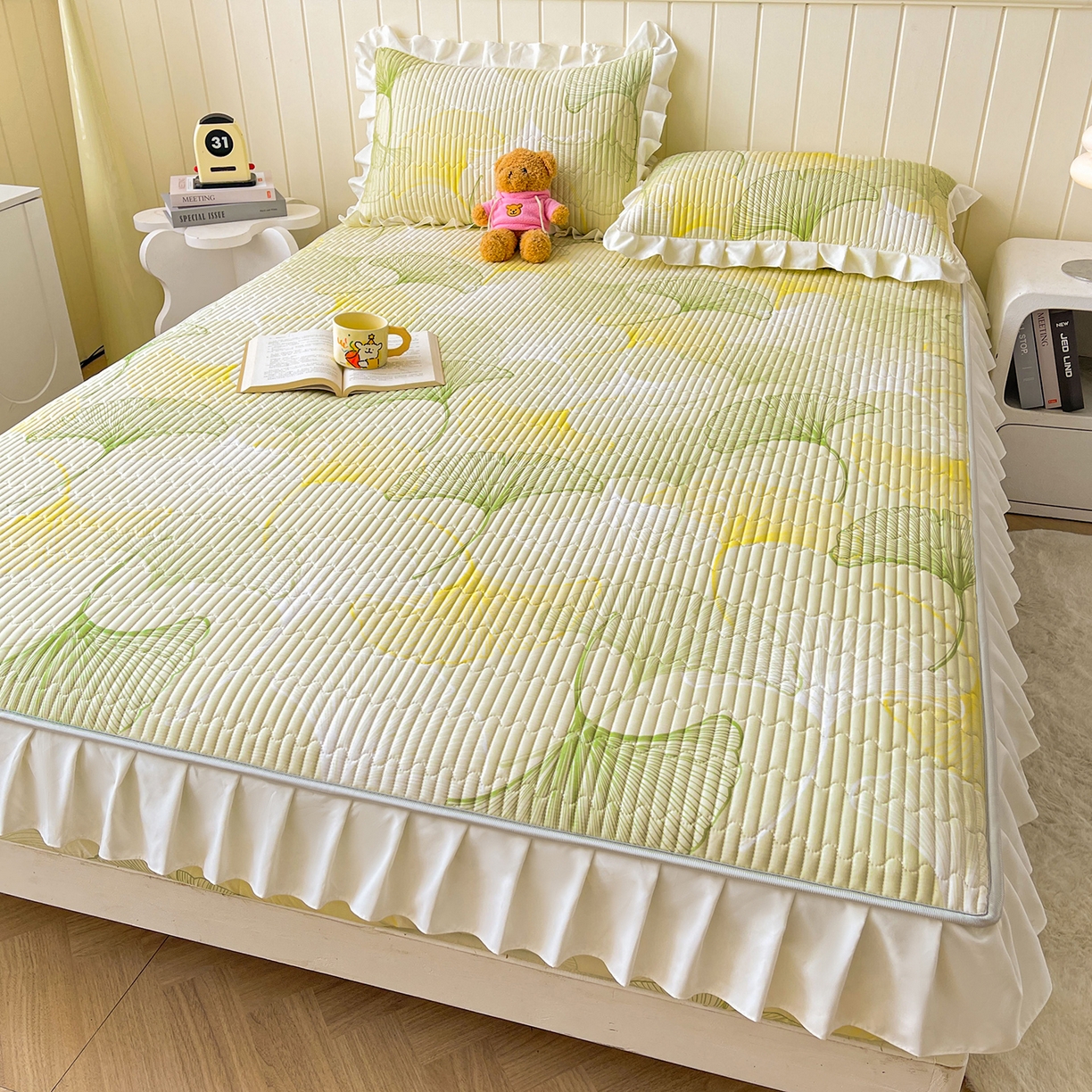 91家纺网 家纺一手货源 找家纺 伊人坊2025新款A类唯美纯棉印花夹棉床笠 纯棉+叶彩