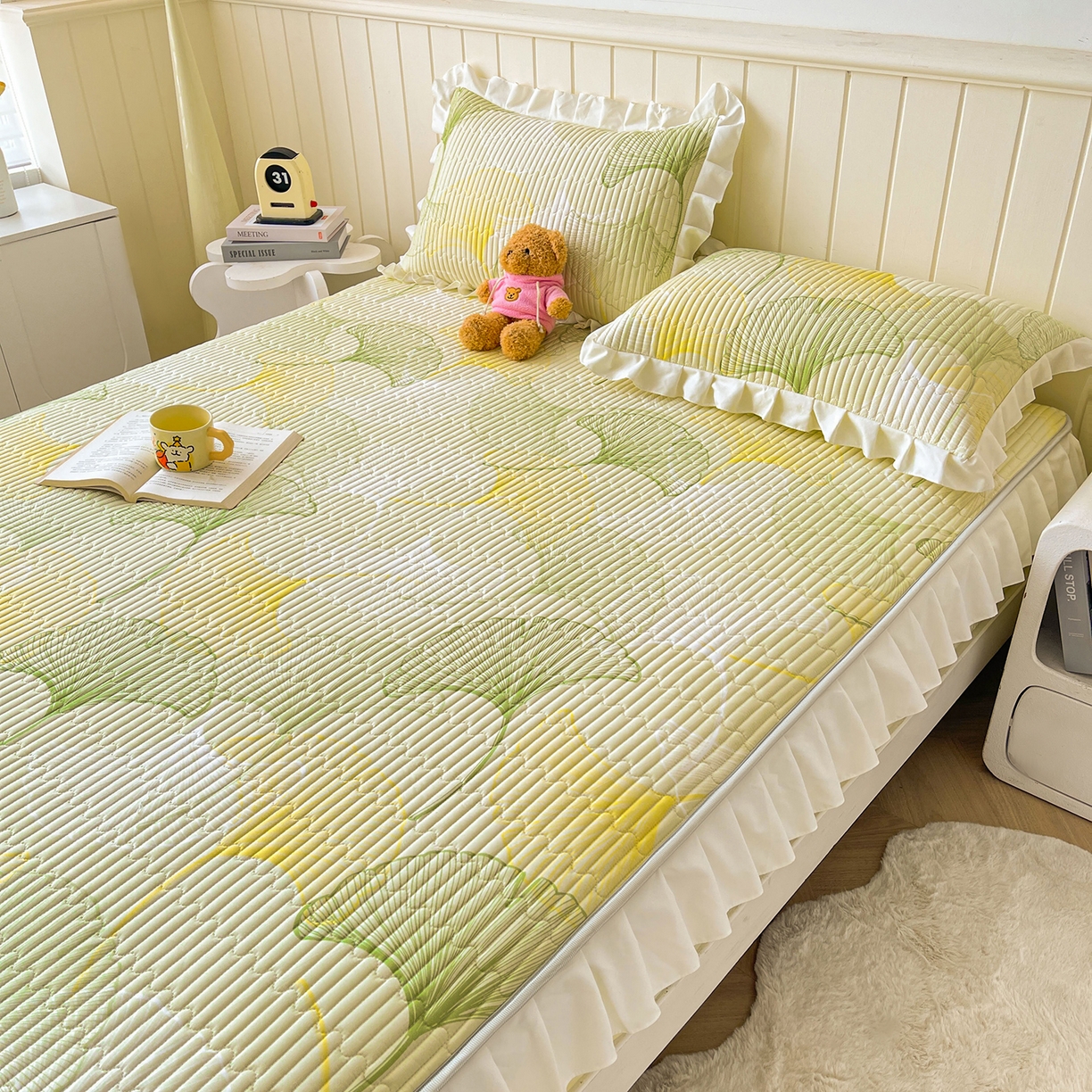 91家纺网 家纺一手货源 找家纺 伊人坊2025新款A类唯美纯棉印花夹棉床笠 纯棉+叶彩