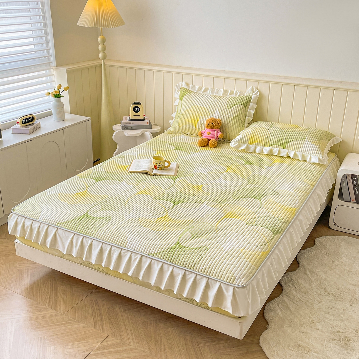 91家纺网 家纺一手货源 找家纺 伊人坊2025新款A类唯美纯棉印花夹棉床笠 纯棉+叶彩